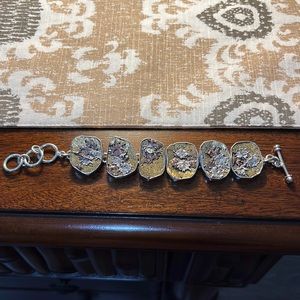 Vintage Charles Albert Fine Sterling Silver With Mixed Alchemia Metals Bracelet